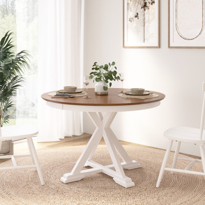 Clairvin 45W Transitional Round Trestle Dining Table by Rosalind Wheeler