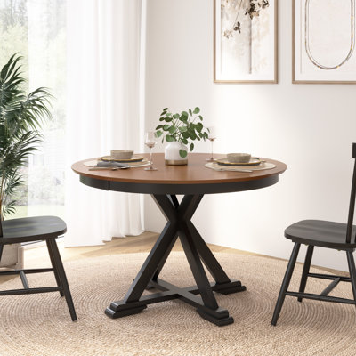 Clairvin 45W Transitional Round Trestle Dining Table by Rosalind Wheeler