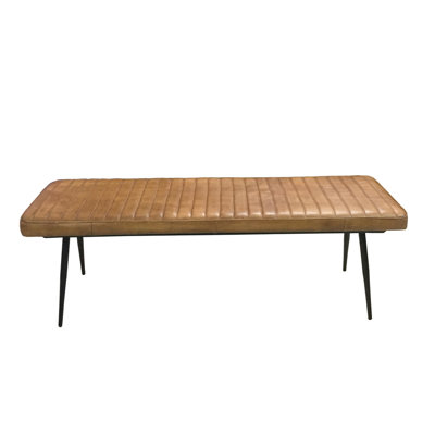 Grady Cushion Side Bench Camel And Black by 17 Stories