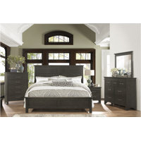 Vonni Farm Charcoal Gray Okume Veneer Panel Bedroom Set Full 4 Piece: Bed, Dresser, Mirror, Nightstand by Red Barrel Studio
