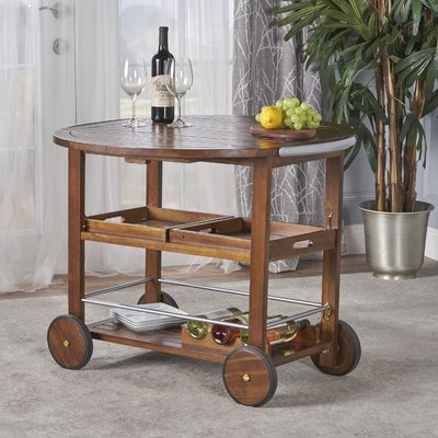 Porsha Wood Bar Cart by Bayou Breeze