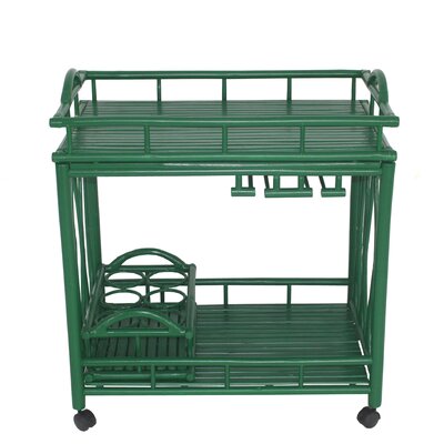 Alesandra Bamboo Rolling Wine Buffet Serving Bar Cart by Bayou Breeze