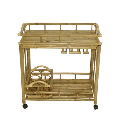Alesandra Bamboo Rolling Wine Buffet Serving Bar Cart by Bayou Breeze