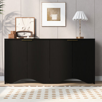 Vertical Stripes and Wavy Design of a Four-Door Cabinet by BURDOCK