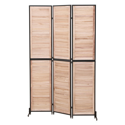 Natural Wooden Folding Privacy Screen by BURDOCK