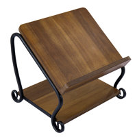 Deluxe Solid Wood Cookbook Display Rack with Shelf by MyGift