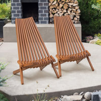 Jahzelle Eucalyptus Wood Folding Adirondack Chair Weather Resistant No Assembly by Red Barrel Studio