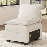 Luna Chenille Single Seat Armless Storage Chair For Modular Sofa by Latitude Run