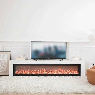 Rock Slab Fireplace Simulated Flame TV Stand by Bkoksety