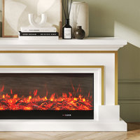 French minimalist electronic fireplace TV stand by Bkoksety