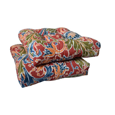 Indoor/Outdoor Patio Tufted Floral Seat Pads by Bungalow Rose