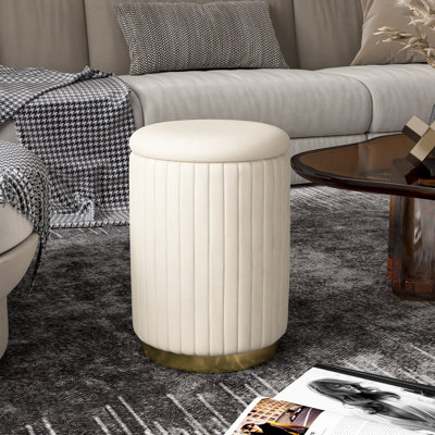 Round Ottoman Vanity Stool with Storage by Ivy Bronx