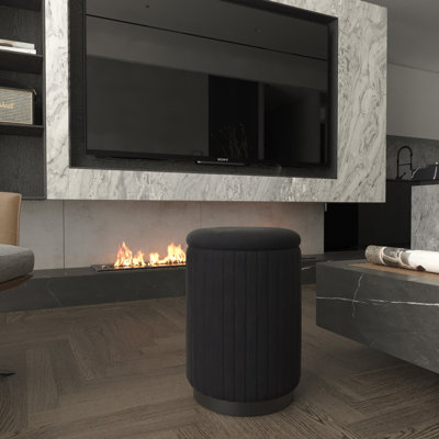 Round Ottoman Vanity Stool with Storage by Ivy Bronx