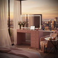 Brielle Premium Makeup Vanity With Bluetooth Speakers And Full LED Mirror by Boahaus LLC