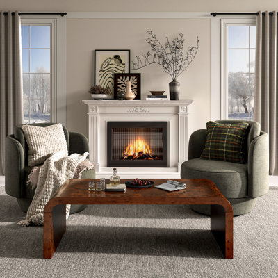 Kievie 48" W Burl Wood Coffee Table – Handcrafted Elegance with Sleek Curves by Loon Peak