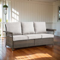 Anferney 79" Wide Patio Wicker Outdoor Sofa with Cushions with Cushions by Bay Isle Home