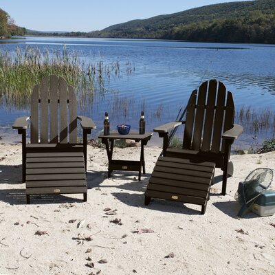 Milaca Plastic Adirondack Chair with Ottoman by Highland Dunes