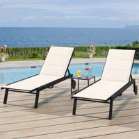 Outdoor Resin Lounge With Adjustable Back, Upholstered Fabric With Side Table