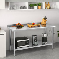 Adjustable Stainless Steel Table for Prep & Work with Backsplash by Balconera