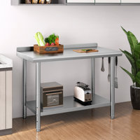 Adjustable Stainless Steel Table for Prep & Work with Backsplash by Balconera