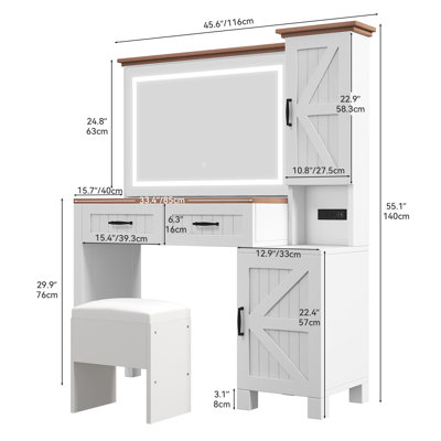 Vanity With Adjustable Lighting Mirror