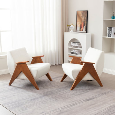 Upholstered Armchair with Wooden Legs (Set Of 2) by George Oliver