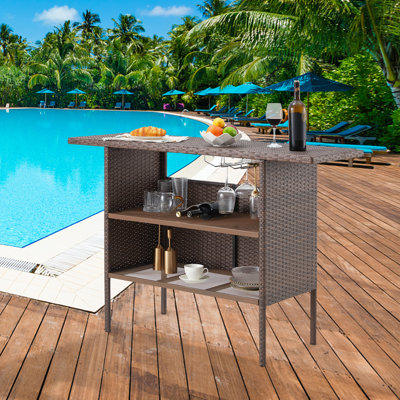 Wicker Bar Table by HOMHUM