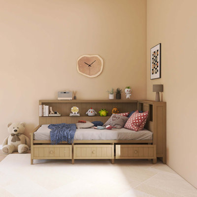 Wood Daybed With Storage Shelves And 3 Drawers by Jims Maison