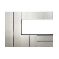 Osy 6Pc Wall Mounted Utility Garage Cabinets, Drawers And Doors, Gray