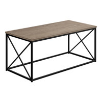Brady Coffee Table, Faux Wood Top, Metal X Frame by Benjara