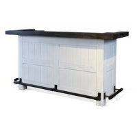 Orso Freestanding Home Bar Counter W Storage, 78 Inch White Solid Wood by Benjara