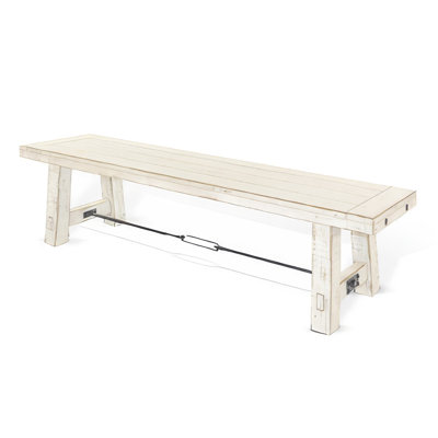Rena Dining Bench, Turnbuckle Accent, 64 Inch Mahogany Wood by Benjara