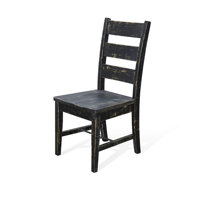 Rena Dining Chair Set Of 2, Ladderback, Mahogany Wood by Benjara