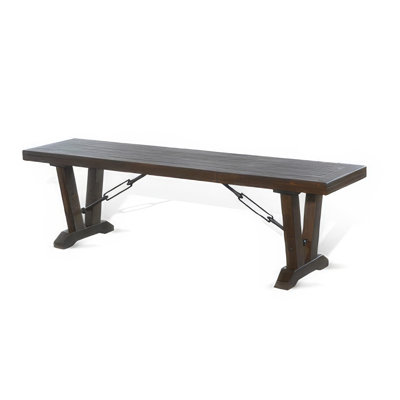 Flint Dining Bench With Turnbuckles, 70 Inch Dark Brown Mahogany Wood by Benjara