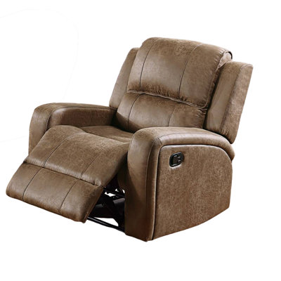 Charles Manual Recliner Chair, Faux Leather, Solid Wood by Benjara