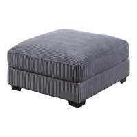 Joana Cocktail Ottoman, Wide Welt Corduroy Fabric, 37 Inch by Benjara