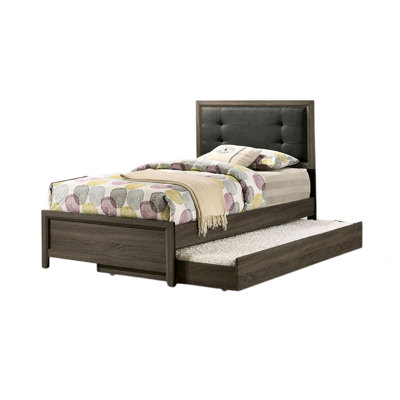 Meli 4Pc Bedroom Set, Upholstered, Dresser, Gray Solid Wood by Benjara