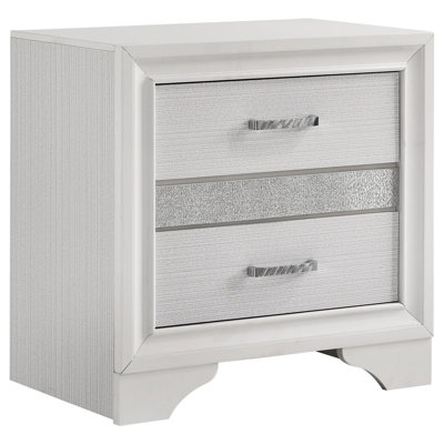 Vino 4Pc Bedroom Set, Storage Footboard, Glitter Stripes by Benjara