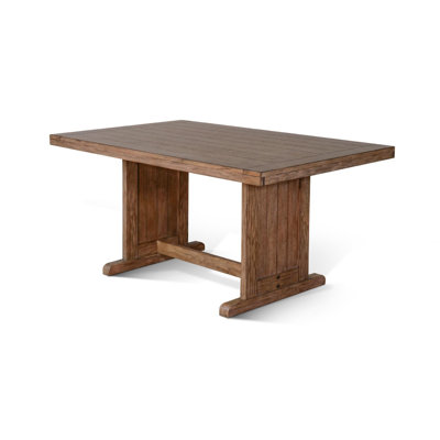Yael Dining Table, 60 Inch Rectangular Plank Top, Light Brown Mahogany by Benjara