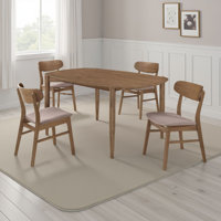 Dora Dining Table N 4 Chairs Set, Curved Scandinavian, Walnut Brown by Benjara