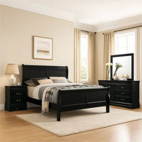 Ryla 4Pc Queen Bedroom Set With Nightstand, Dresser, Mirror In Classic by Benjara