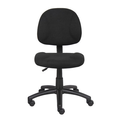 Jea Swivel Posture Chair, Contoured Seat And Back, Tweed, Wheels by Benjara