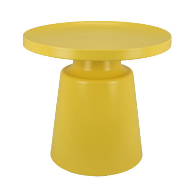 Lumia Plant Stand, Yellow Finish, Raised Rim Top Retro Accent, 19 Inch by Benjara