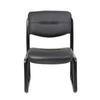 Eve Side Chair With Sled Base, Steel Frame, Black Faux Leather by Benjara