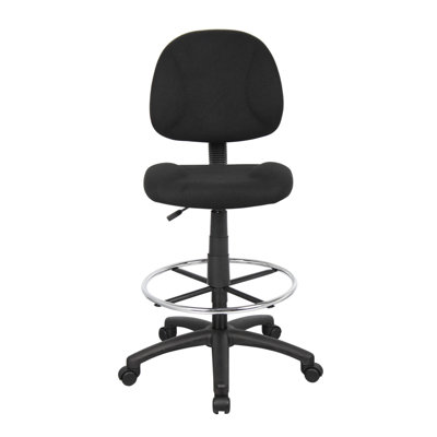 Jea Drafting Stool Chair, Gray Tweed, Contoured Back And Footring by Benjara