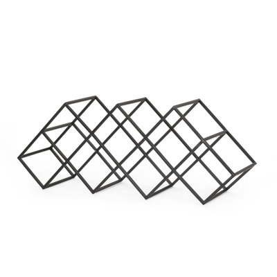 Wine Rack With Diamond Slots, 24 Inch Compact Design, Matte Black