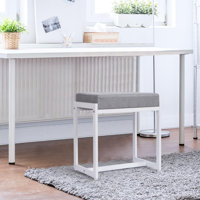 Gitel Square Linen Makeup Stool for Vanity by Ebern Designs