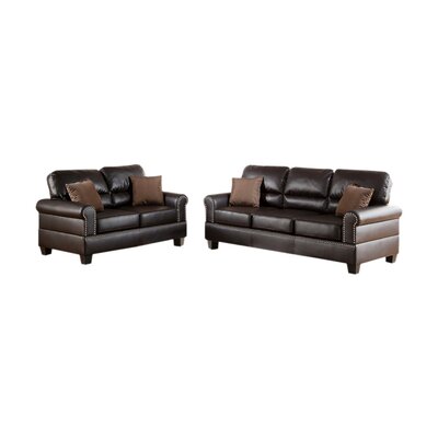 Brookes 2 Piece Faux Leather Foam Living Room Set by Alcott Hill