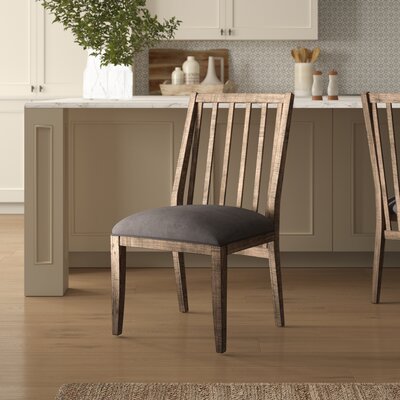 Elez Linen Upholstered Slat Back Side Chair in Brown/Gray by Alcott Hill