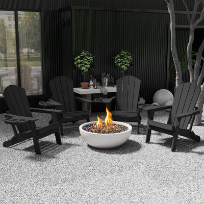Cheryce HDPE Folding Adirondack Chair With Cup Holder by Rosecliff Heights